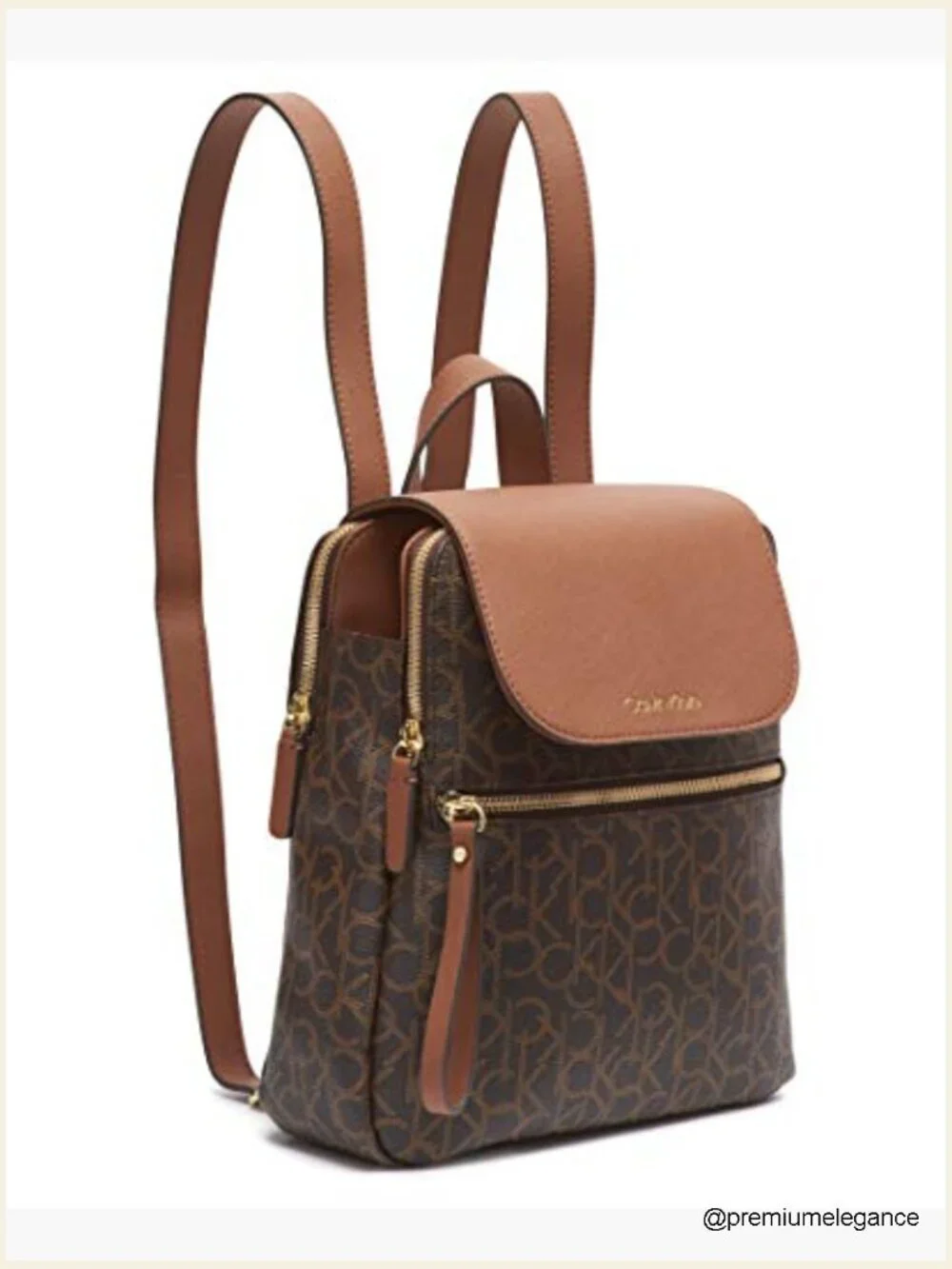 Signature Logo Flap Backpack, Anti-Theft Pocket, Adjustable Straps